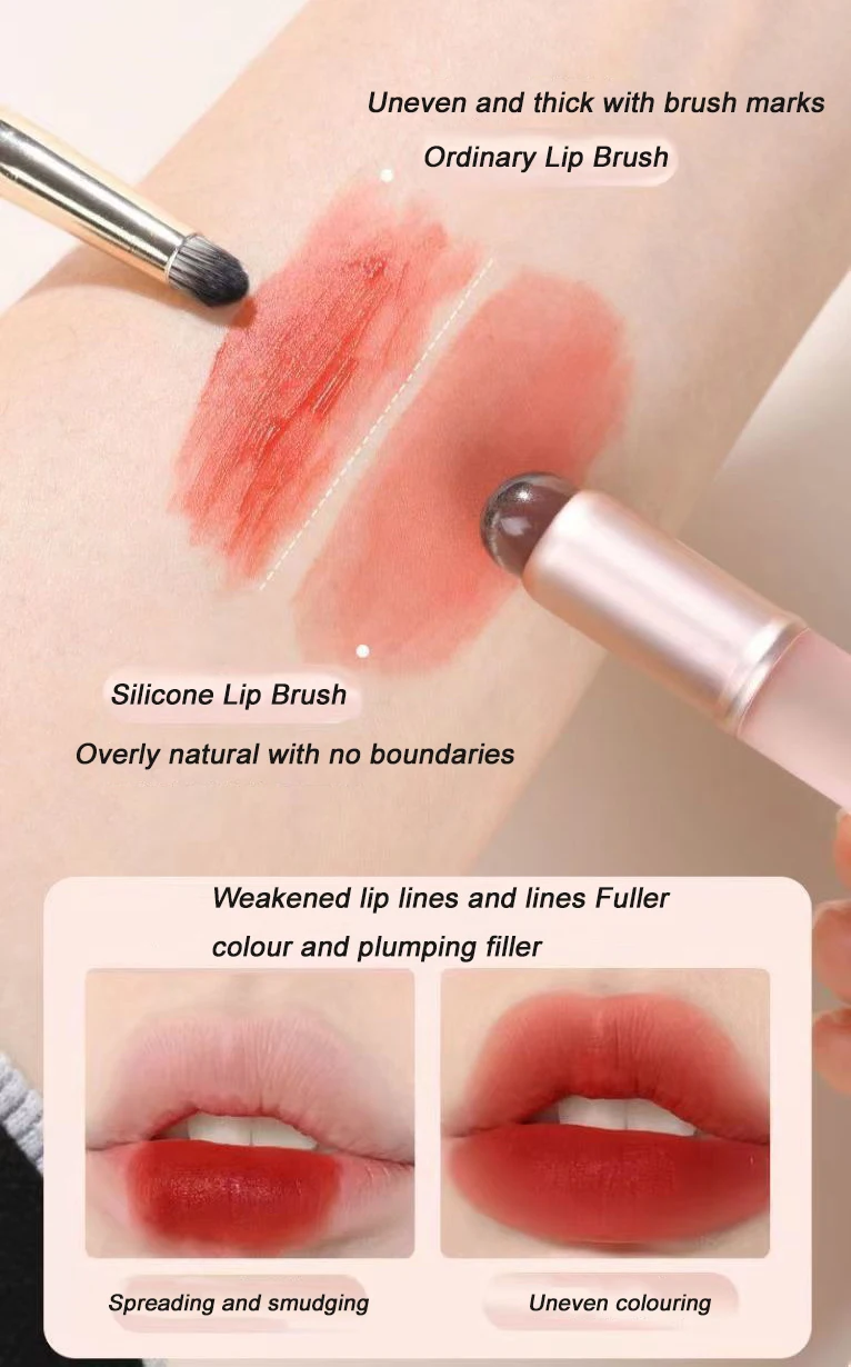 Upgrade Silicone Lip Brush With Cover Angled Concealer Brush Lipstick Application Smudge Balm Lip Make Up Brush Cosmetic Tool