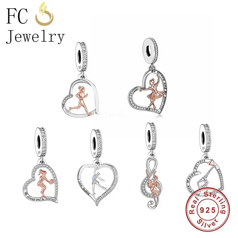 Charm Jewelry Beads Charms Sterling Silver Beads Silver Charm Bead Charm Bead Beads Jewelry Sterling Silver Beads Charm Silver Charm Bracelet Silver Bead Bracelet Bead Jewelry Making Fit Original Pan Charms Bracelet 925 Silver Ballerina Ballet Girl Dance Be Strong and Be Yourself Bead for Making Women Berloque