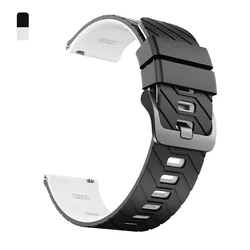 Premium 22mm Rubber Sport Wristband Bracelet - Ocean Edition - 1PCS 22MM (B - Black White)