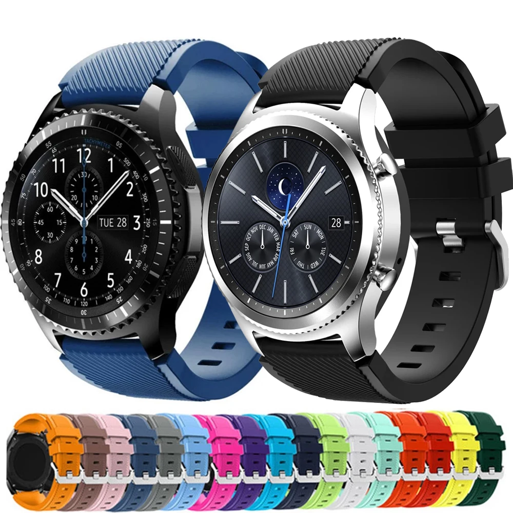 

20mm 22mm Silicone Band for Samsung Galaxy Watch 3/46mm/42mm/Active 2/46 Gear s3 Frontier/S2/Sport Bracelet Huawei GT 2/2E Strap