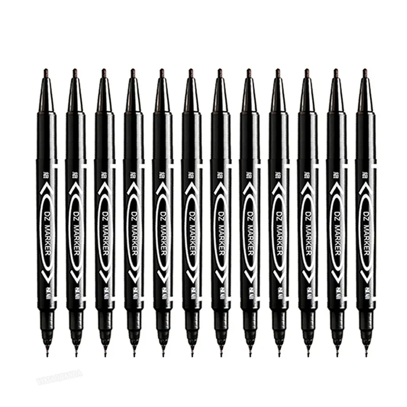Permanent Markers 12pcs/Set Small Double Headed Marker Pen Oily Permanent 0.5 Thick Nib 1.0 for CD Art Paper Steel Glass Sketchbook