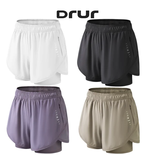 47899-db220b.png DRUR Women's Sports Shorts High Waist Quick Drying Running Short Woman Fitness Cycling Shorts With Pocket Gym Pants Yoga Wear