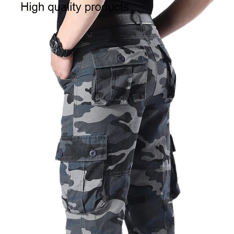 

Men's Camouflage Combat Military Cargo Pants Casual Cotton Multi-pocket Trousers Hip Hop Streetwear Overalls Tactical Army