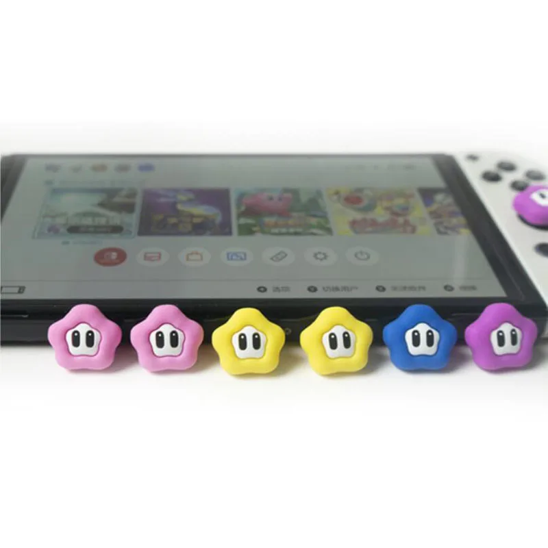 Star Flower Game Silicone Soft Thumb Stick Grip Cap Joystick Cover For Switch NS Oled/Lite Joy-con Controller Thumbstick Case