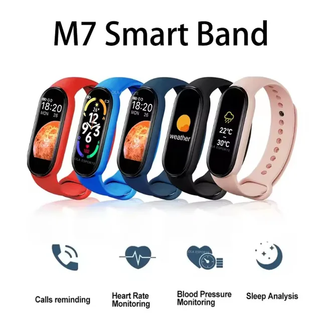 M7 Smartwatch Heart Rate Blood Pressure Monitoring Smart Watch Men Women Fitness Tracker Watch Waterproof Sports Smart Wristband