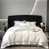 4Pcs Luxury 1000TC Egyptian Cotton White Hotel Style Bedding Set Hollow Wide Edge Duvet Cover Bed Sheet Fitted Sheet Pillowcases 5