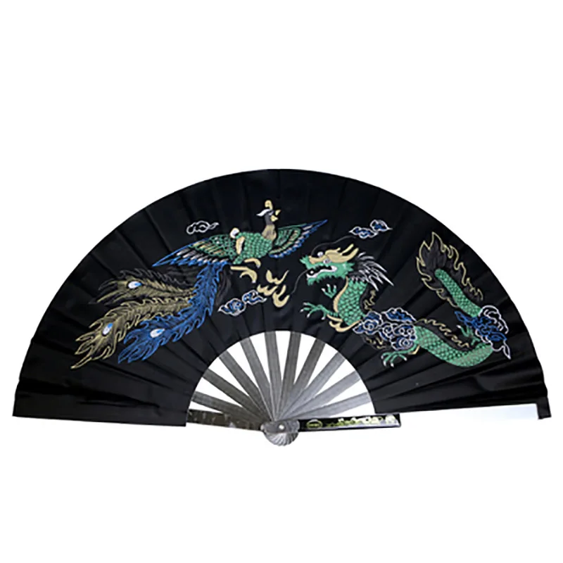 Chinese Kung Fu Fan Tai Chi Martial Arts Dragon Phoenix Portable Stainless Steel Handheld Folding Summer Fans Art Dance Gift