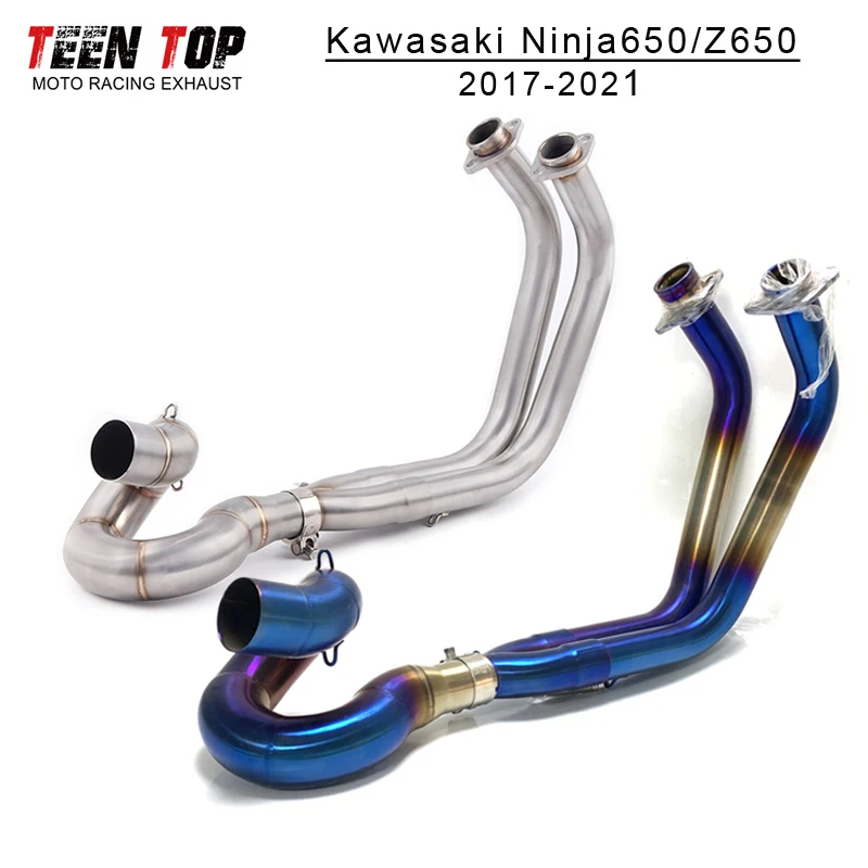 Motorcycle Exhaust Front Link Pipe For Kawasaki Z650 Ninja650 Exhaust Pipe 2017-2021 51mm Motobike Escape Moto Tube