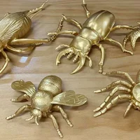 12Pcs Gold Insect Toy Golden Bee Ladybug Figurines Mini Insects Figurines Animal Solid Brass Insect Miniatures For Party 1