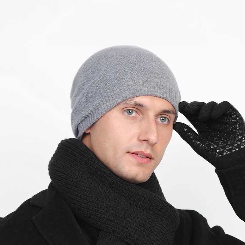 Men's Beanie Hats, Cold Hats, Ice Outdoor Warm Knit High Elastic Velvet Soft Hats