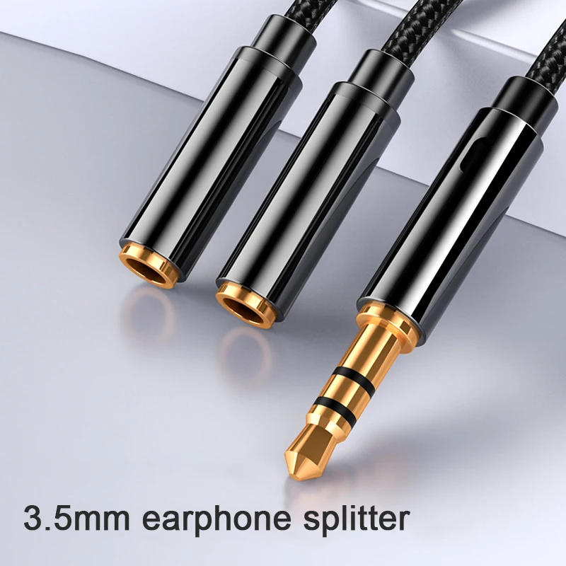 헤드폰 분배기 케이블 3.5mm 오디오 잭 분배기 연장 AUX 케이블, 3.5mm 수-2 포트 3.5mm 암 AUX 어댑터 케이블