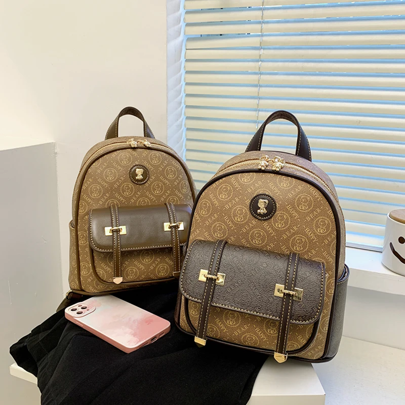 

2023 Casual Backpack Women Waterproof Ladies Cute School Backpack Multi-function Small Kawaii Mini Backpacks Leather Tote Bags