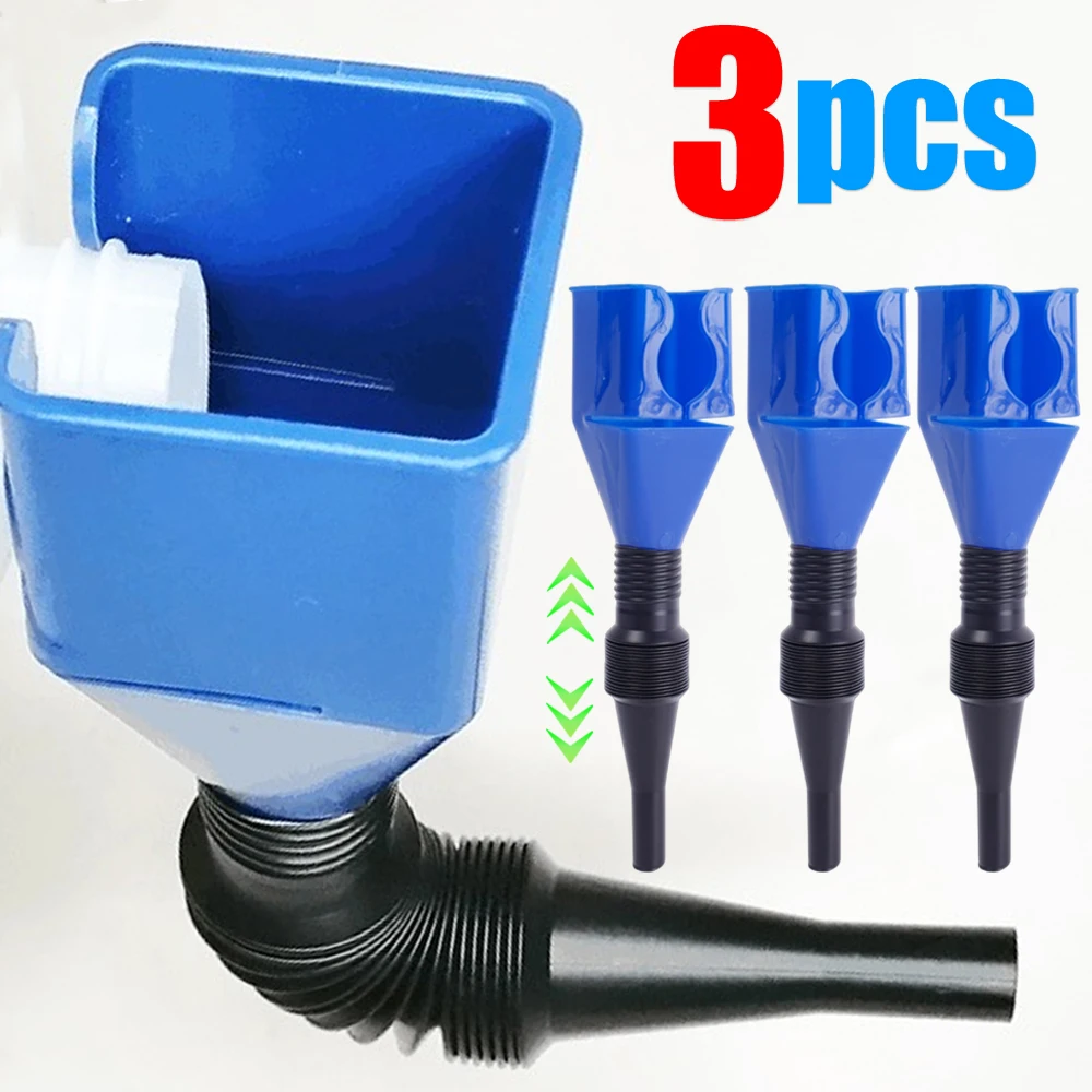 1/3pcs Telescopic Car Refueling Funnel Universal Engine Oil Gasoline