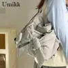 Women Mommy Maternity Backpack Large Capacity Bow Drawstring Backpack Solid Color Daily Tote Handbag Ladies Travel Backpack 1