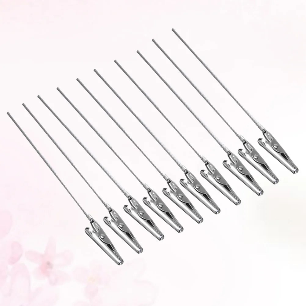 

50 Pcs Wire Card Holder Alligator Clamp Clip Stick Long Number Clips Long-Tailed