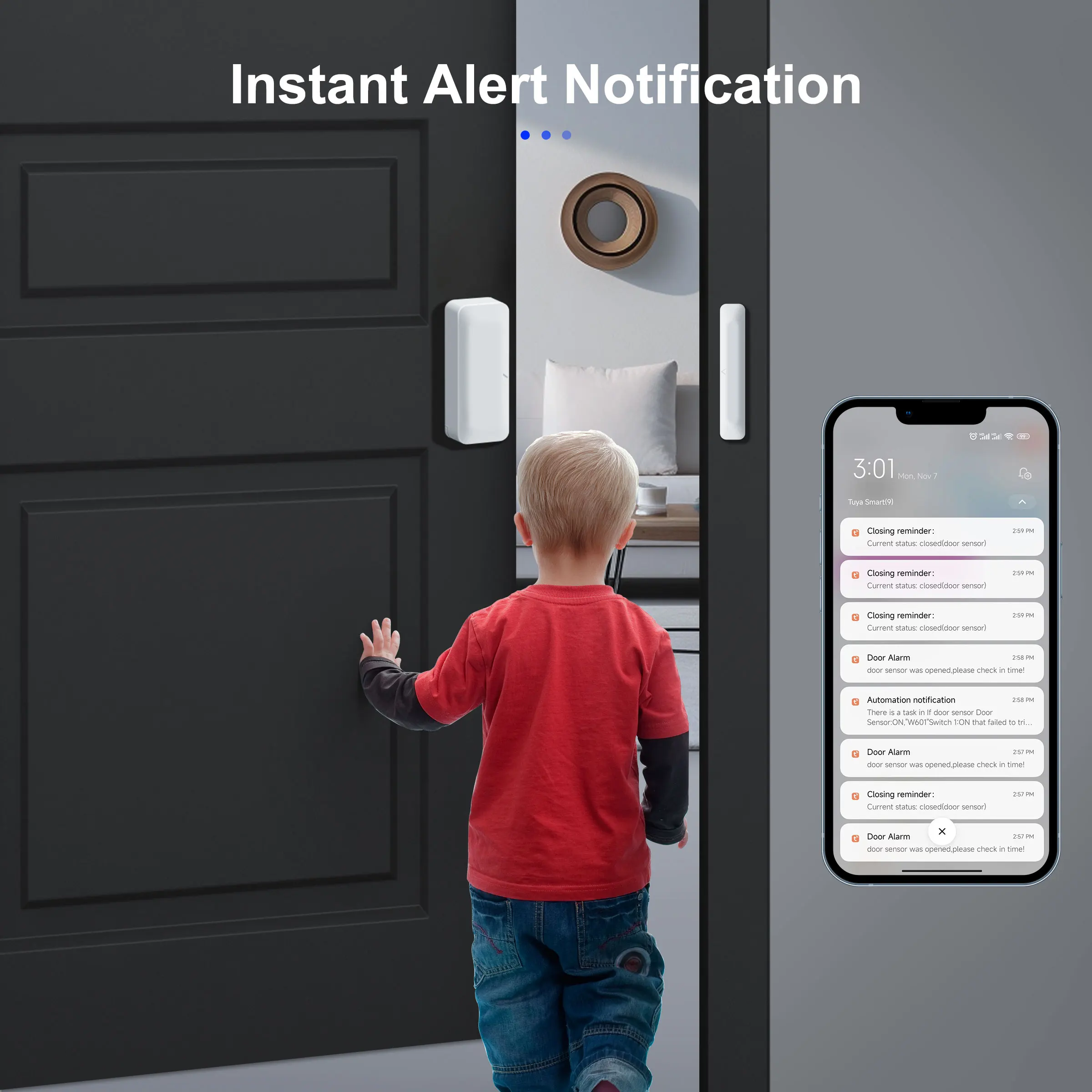 Tuya ZigBee Door and Window Sensor Smart Wireless Contact Detector for Home Security Work with Home Assistant ZigBee2MQTT