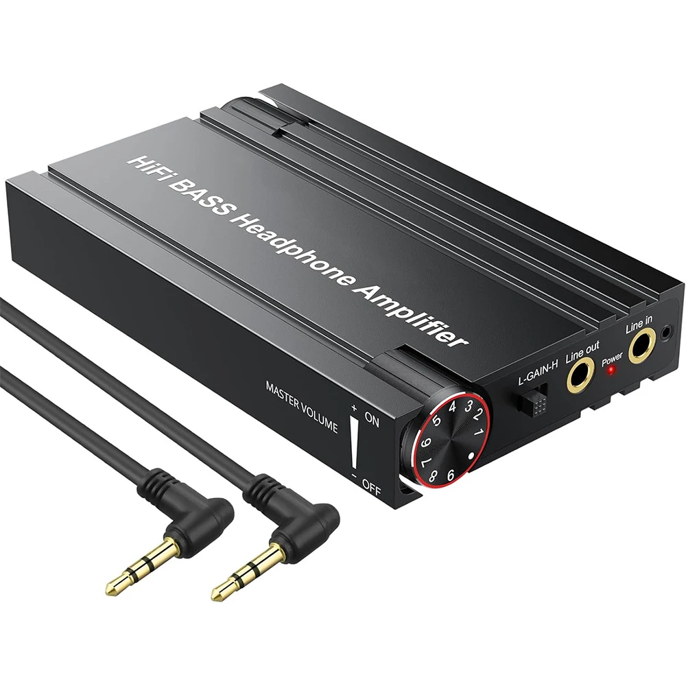 HiFi BASS Headphone Amplifier 16-600&Omega; Earphone Amp Rechargeable 3.5mm AUX Input Output Volume Control Phones Computers headphone amplifier