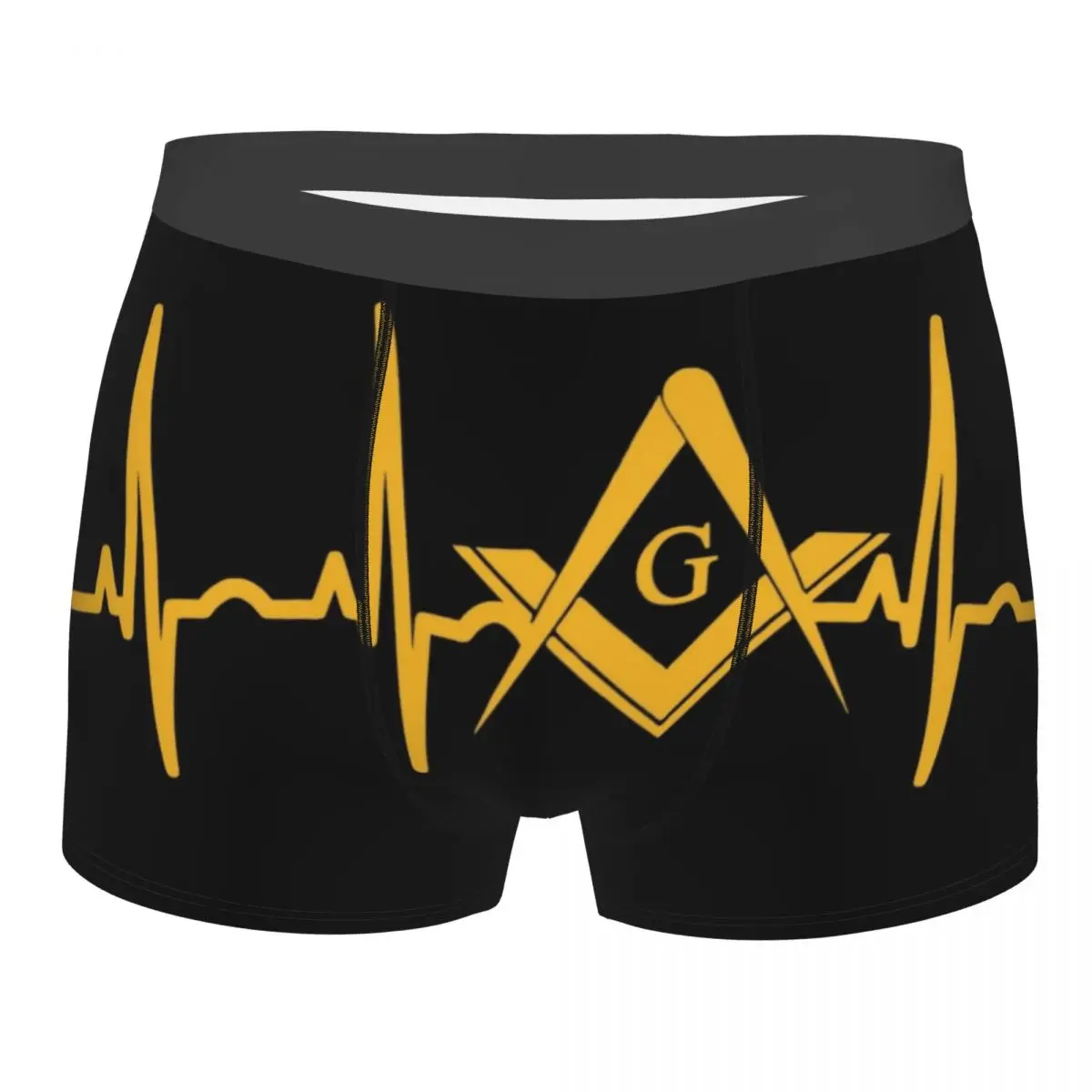 

Funny Heartbeat Freemason Boxers Shorts Panties Men's Underpants Breathable Masonic Mason Briefs Underwear