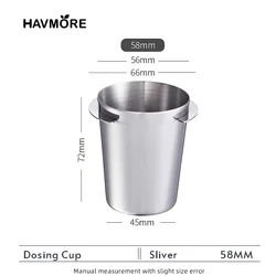 Stainless Steel Coffee Dosing Cup - Wear - Resistant Espresso Accessory (Sliver - 58MM)