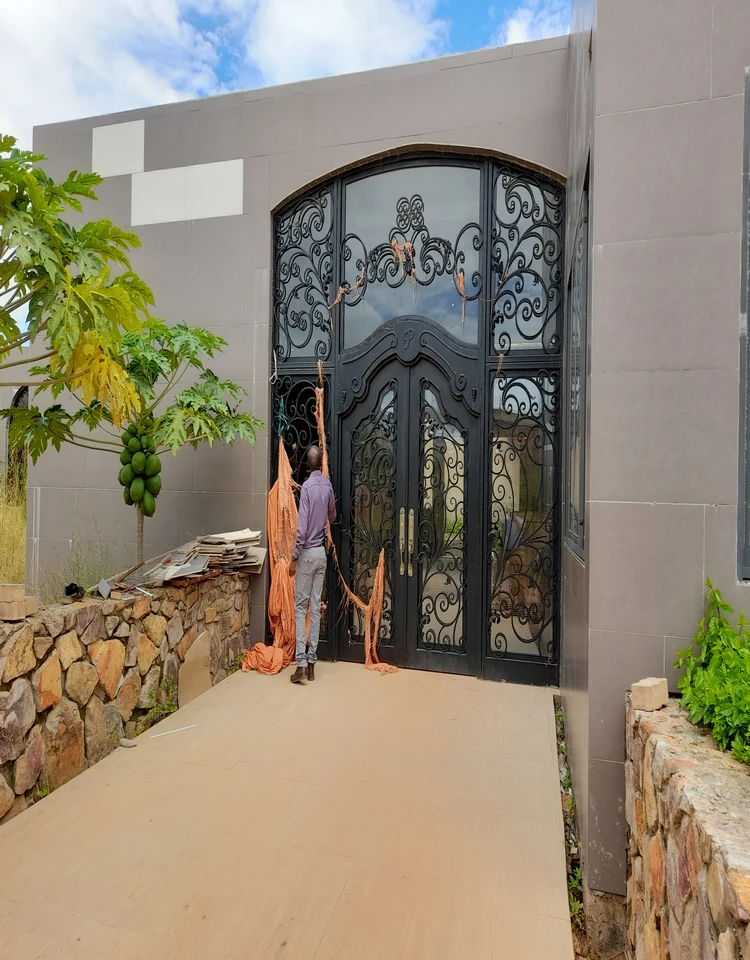 Villa moderna la puerta de entrada de hierro fundido de entrada de diseño  de la seguridad de la puerta de hierro forjado con vidrio - China La puerta  delantera, seguridad