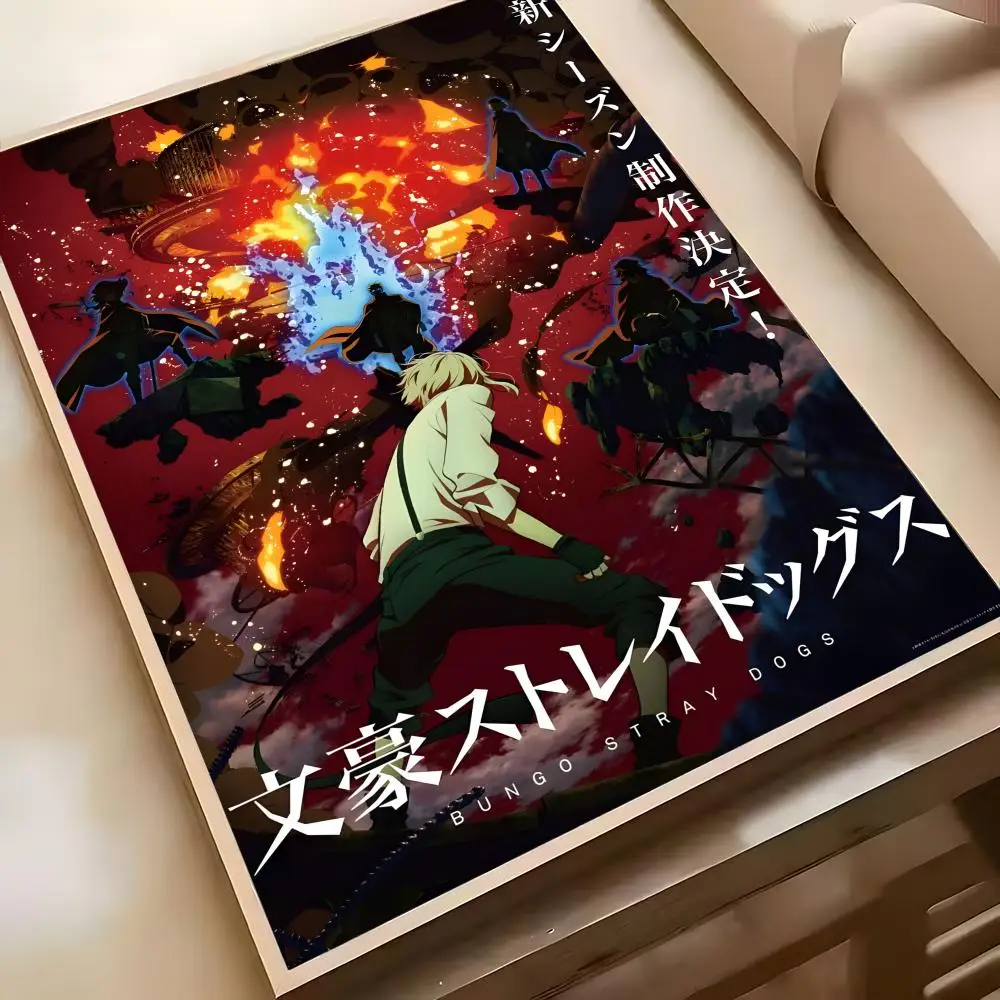 פוסטר B-Bungo Stray Dogs עמיד למים מדבקת אמנות קיר HD עצמי דקורטיבית אסתטית לבית ולחיים