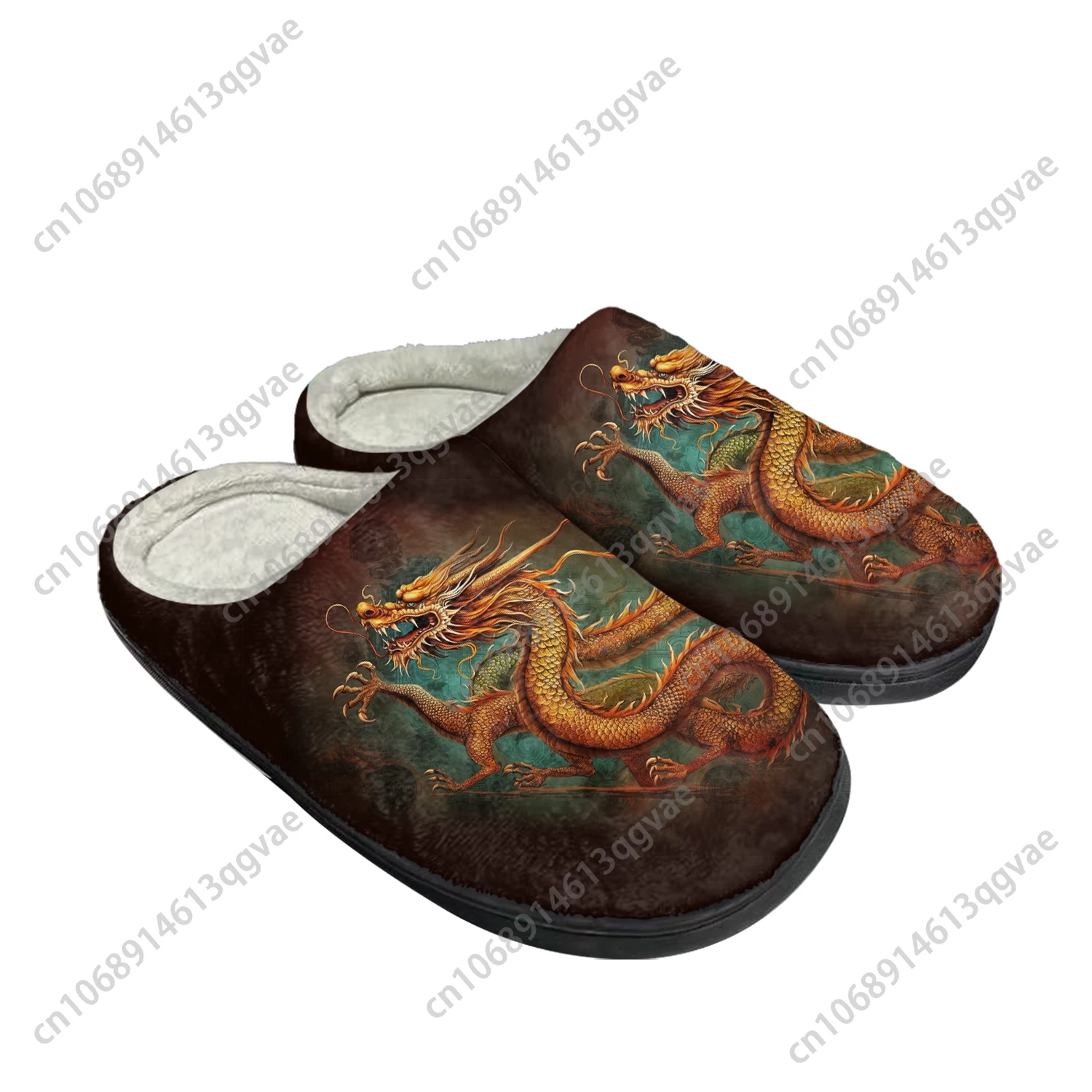 Dragon Pattern Design Home Cotton Slippers Mens Womens Plush Bedroom Casual Keep Warm Shoes Thermal Indoor Slipper Custom Shoe