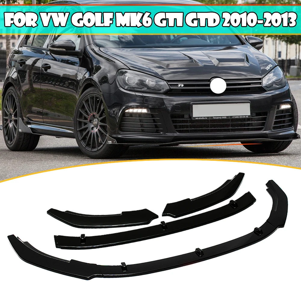 

Car Front Bumper Lip Spoiler Splitter Diffuser Body Kit Guards For VW Golf 6 MK6 GTI R20 GTD 2010 2011 2012 2013 Car Accessories