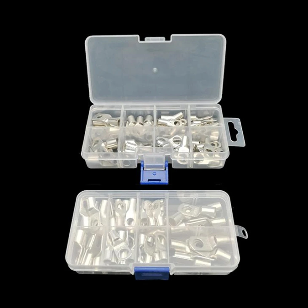 

100PCS Cable Lug Terminal Connector Copper Cable Lug Battery Terminal Lug Crimper Assorted SC6-6 ~SC35-10