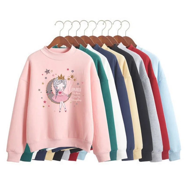 

SPARKLE when you're sleeping Print Women Sweatshirt Korean O-neck Knitted Pullover Thick Autumn Candy Color Lady Clothing 71