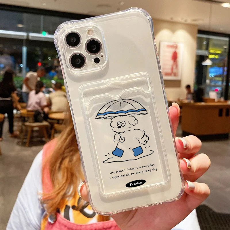 Chic INS Korea Umbrella Line Dog Card Holder Phone Case Cover
