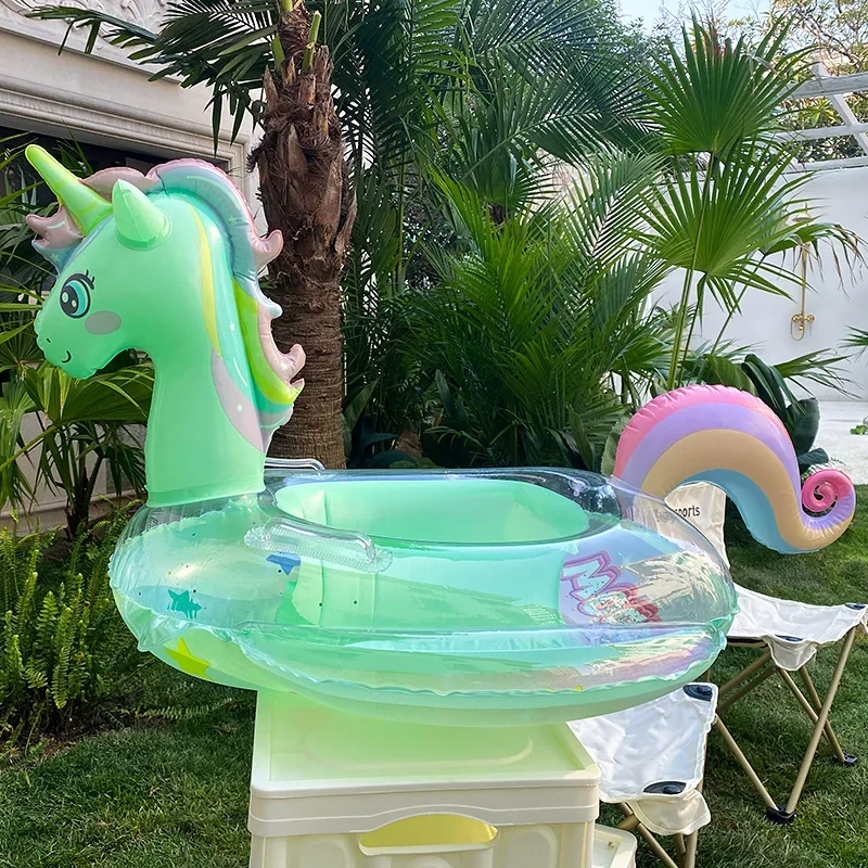 Swim Ring Inflatable Pool Float Baby Rainbow Sequined Unicorn for Kids Swimming Circle Children Swim Ring Pool Toys Floating 4