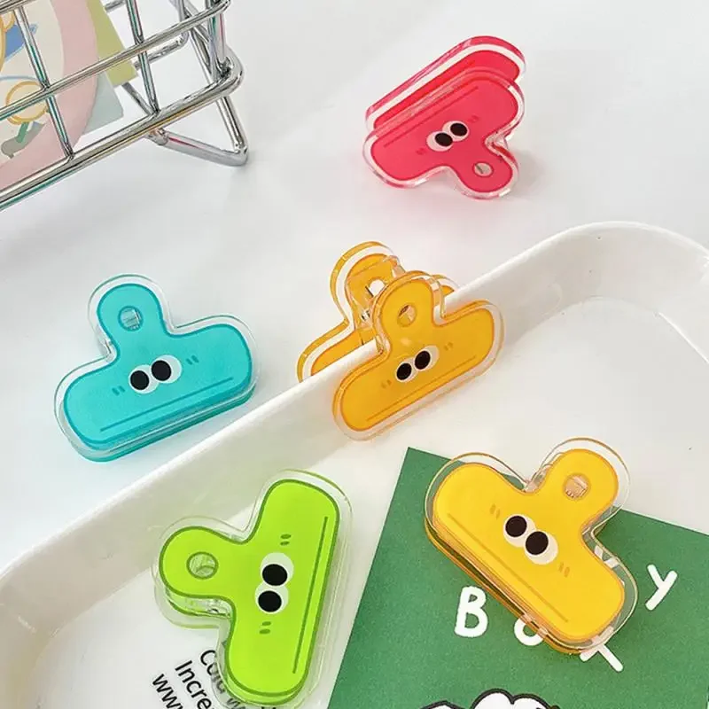 Pack Multicolor Cute Face Acrylic Binder Clip Planner Clips Paper Clamp Office Decorative Supplies School Stationery 6