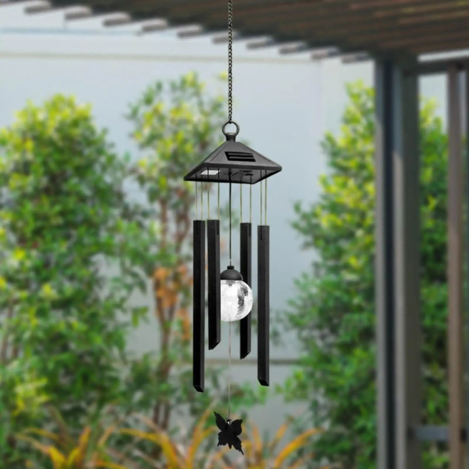 Solar Powered Light with Wind Chime for Gardening Gift Versatile Height 75cm