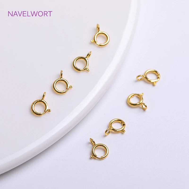 

5mm Sterling Silver Bracelet Necklace End Connectors 18K Gold Plating Round Claw Spring Clasps Hooks DIY Jewelry Making Findings