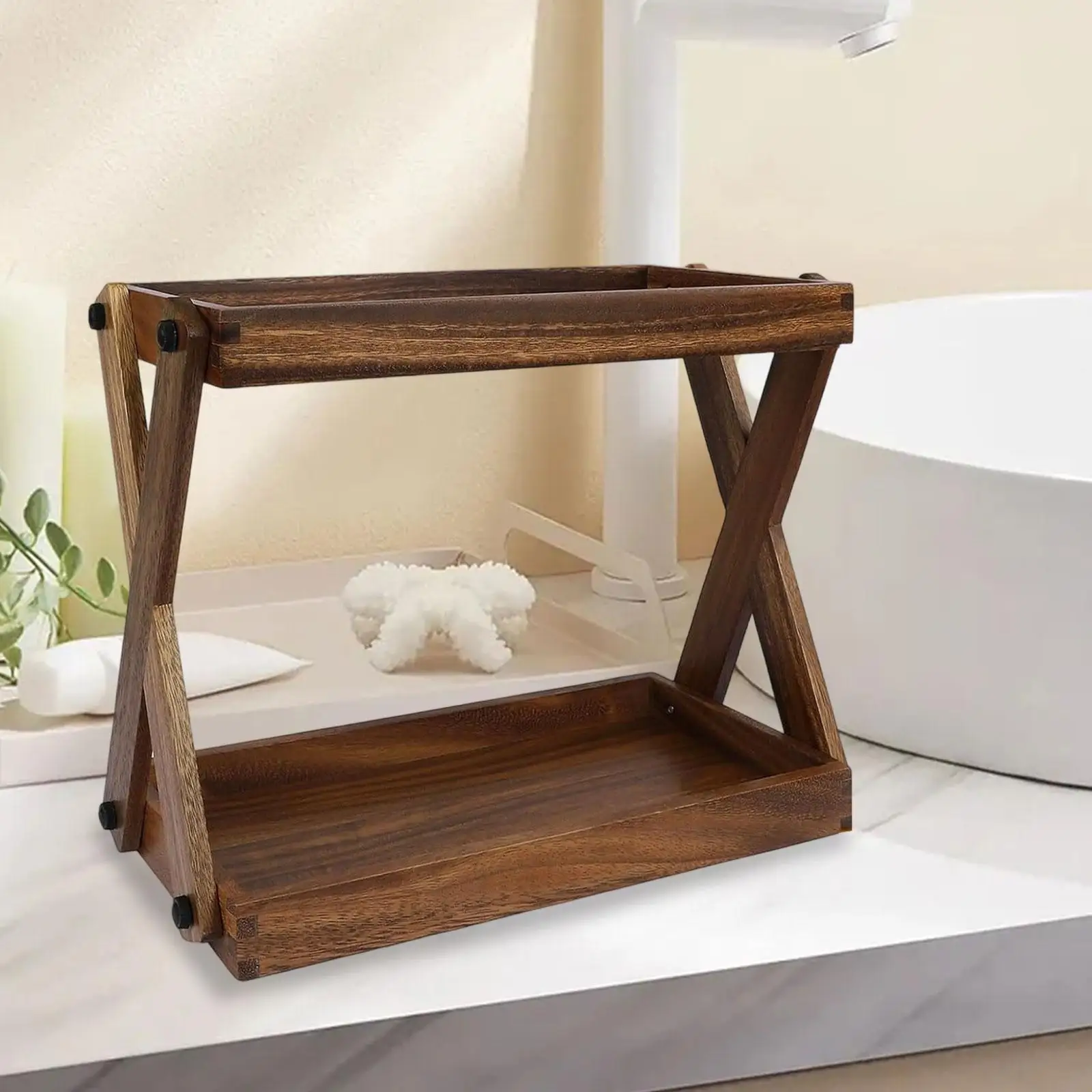 Wood Countertop Shelf,Coffee Station Organizer,Rustic,Sturdy,Kitchen Rack