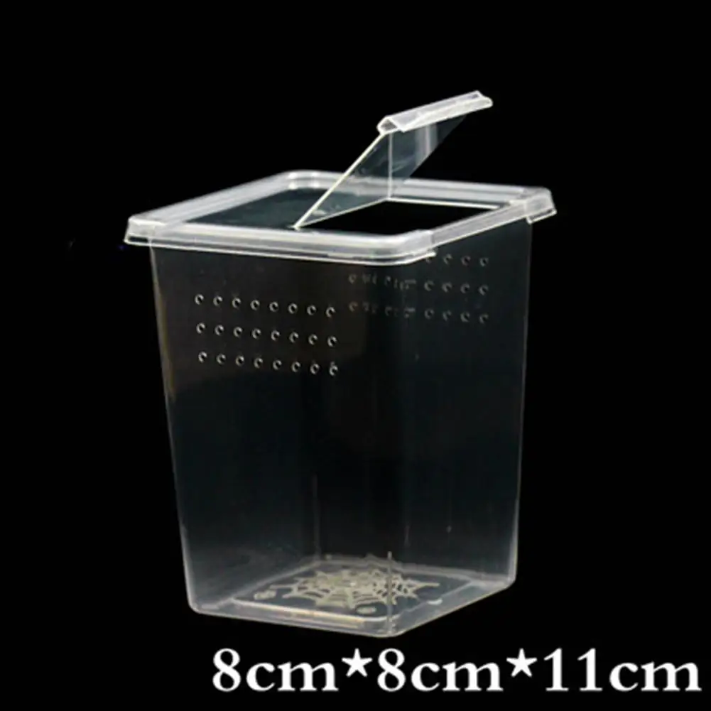 Aquarium Tank Vivarium Box Reptile Breeding Box With Flip Cover Transparent Breathable For Frogs Snake Spider Portable Reptile Terrarium Habitat