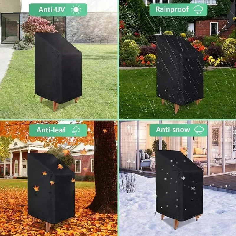 Stacked Chair Dust Cover Outdoor Garden Patio Furniture Protector Cover Waterproof Dustproof Chair Rain Sofa