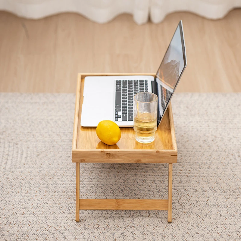 Bed Tray Table Folding Legs Portable Breakfast Tray for Sofa Eating, Drawing, Platters Bamboo Serving Lap Desk Snack