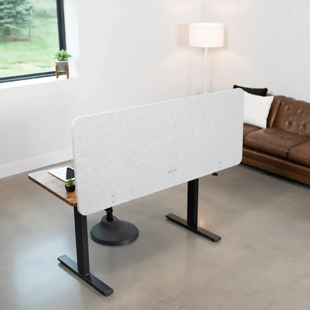 Clamp-on 60 x 24 inch Privacy Panel, Sound Absorbing Cubicle Desk Divider, Acoustic Partition, Gray, PP-1-V060G 2