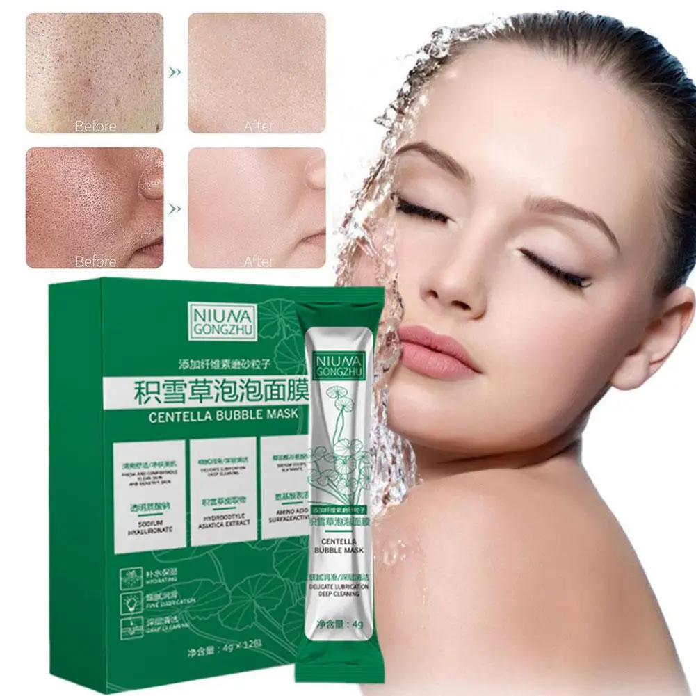 Foam Masque Skin Care Centella Asiatica Facial Bubble Cover Centella Asiatica Foam Masque For Oil Control Refining Pores 12pcs bubble face masque centella asiatica purifying foam mud hydrating moisturizing oil control mask skin care products w0