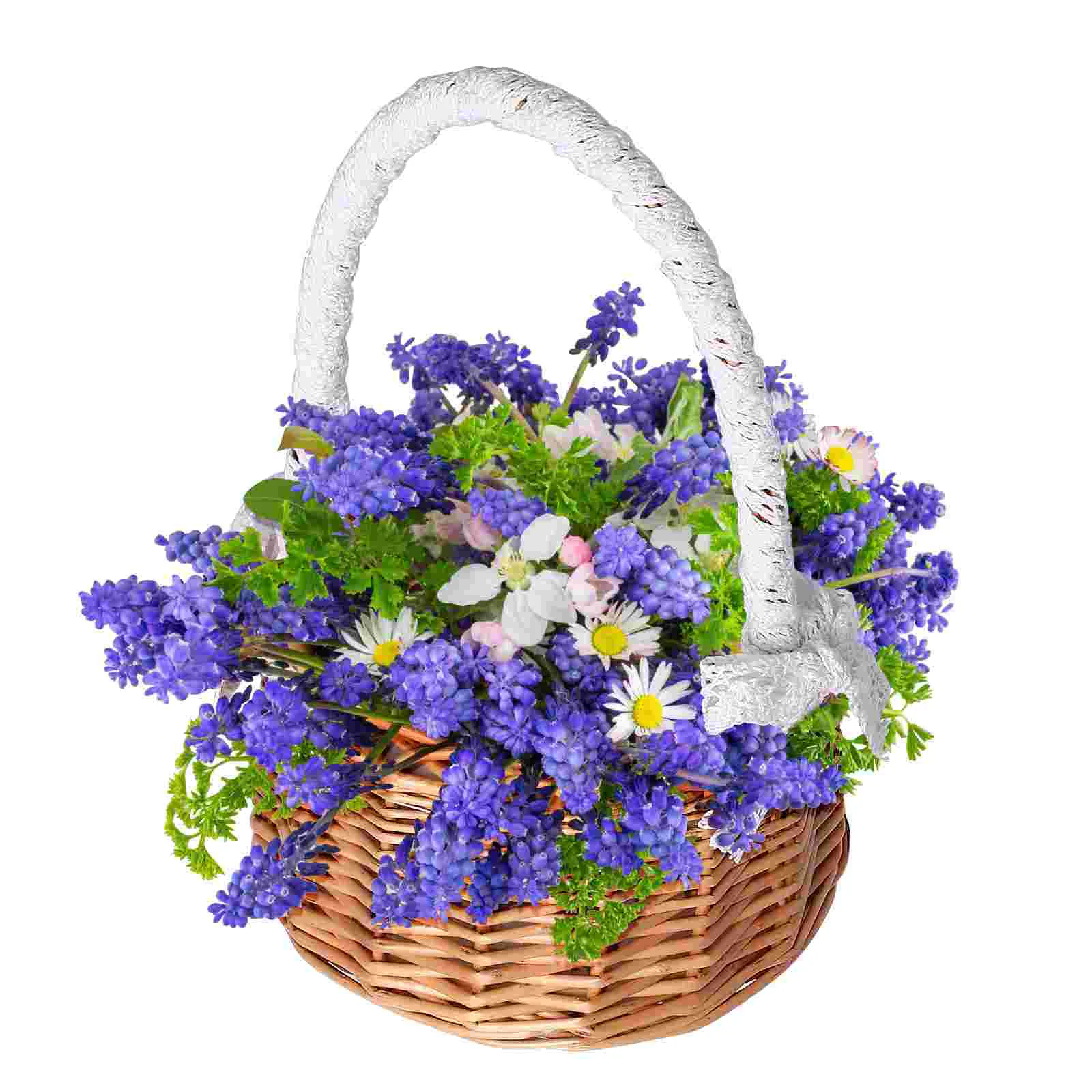 

1pc Wicker Basket Home Storage Basket Hand Woven Gift Basket Plants Flowers Basket with Handle