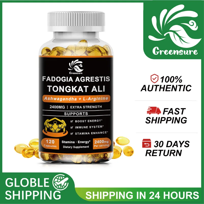 

60/120 Pcs Tongkat Ali Root Capsules Support Lean Muscle Growth, Natural Energy, Stamina & Recovery