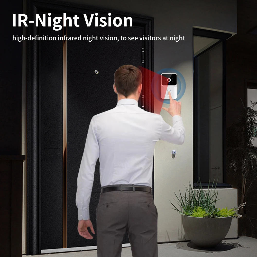 TNCE Tuya WiFi Video Doorbell Wireless HD Camera PIR Motion Detection IR Alarm Security Smart Home Door Bell WiFi Intercom