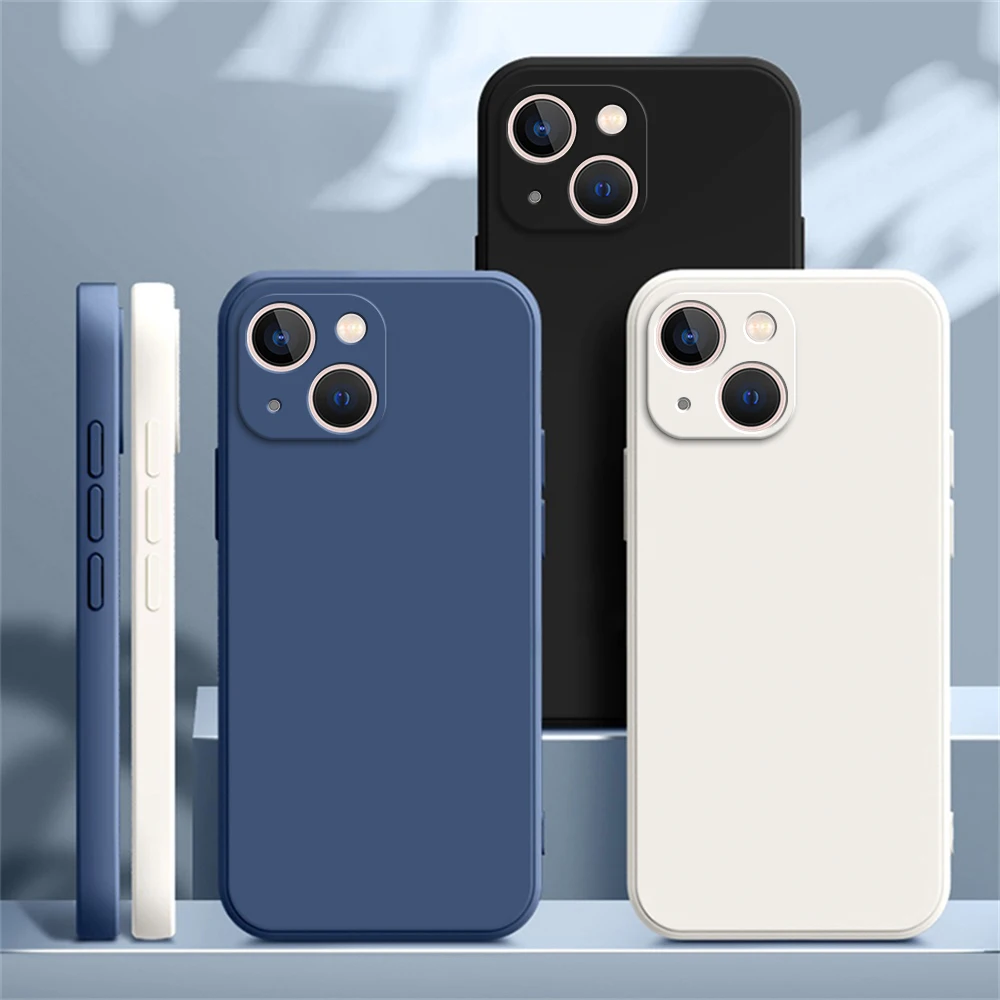 Neue quadratische Flüssigsilikon-Handyhülle für iPhone 14 13 7 8 Plus X XR XS 11 12 Pro Max SE 2020 Silikon-Schutzhülle