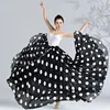 360-720 degree Classical Dance High-waisted Skirt Flamenco Dance Clothing Polka Dot Print Skirt Dance Stage Performance Outfit