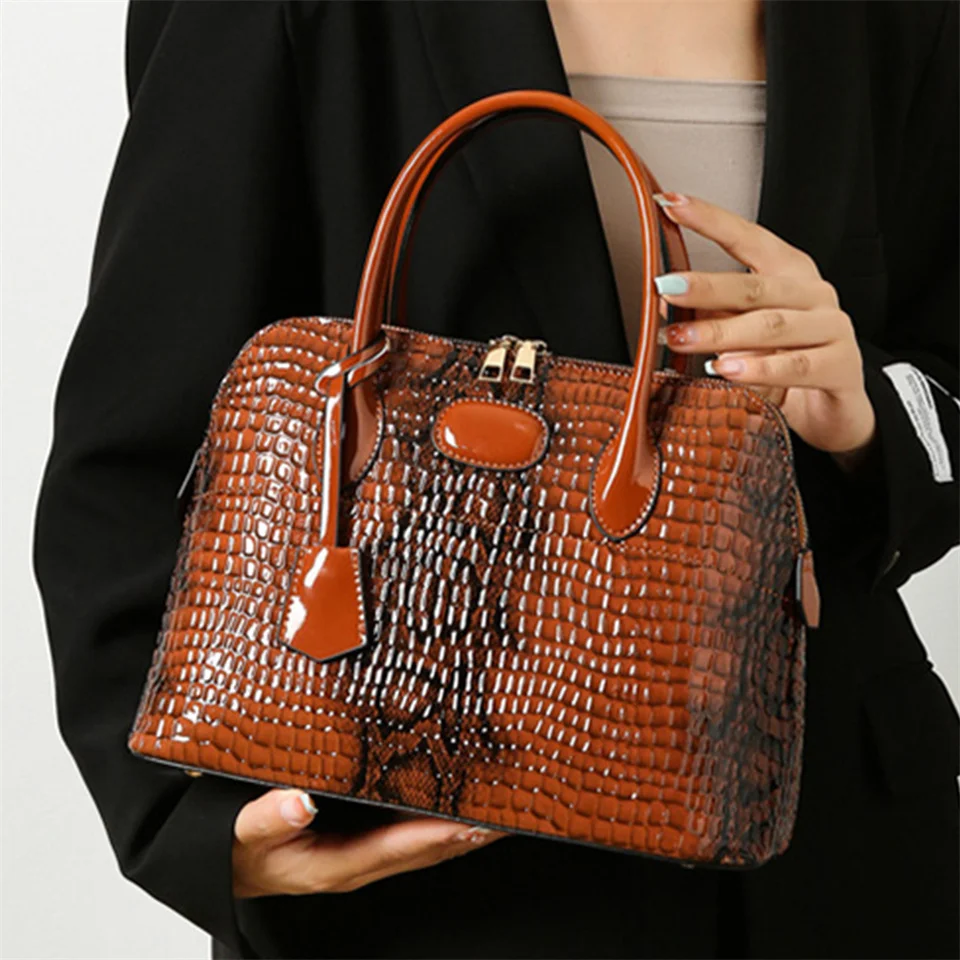 Brand Patent Leather Alligator Crossbody Bag for Women 2022 Female Shoulder Messenger Sac Luxury Handbags Women Bags Designer
