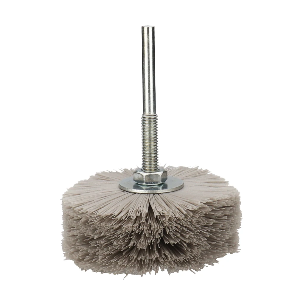 4 Stück 80 mm Bohrer Schleifdraht Schleifscheibe Nylonborsten Polierbürste für Holzmöbel Mahagoni-Finish – Detail 7
