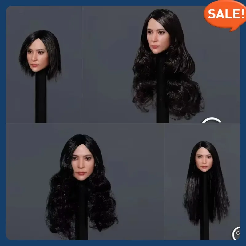1/6 asiatische Schauspielerin Li Bingbing Kopfskulptur schwarz langes lockiges Haar Kopfschnitzerei für 12" Actionfigur PH JIAOU Puppe GACTOYS GC039