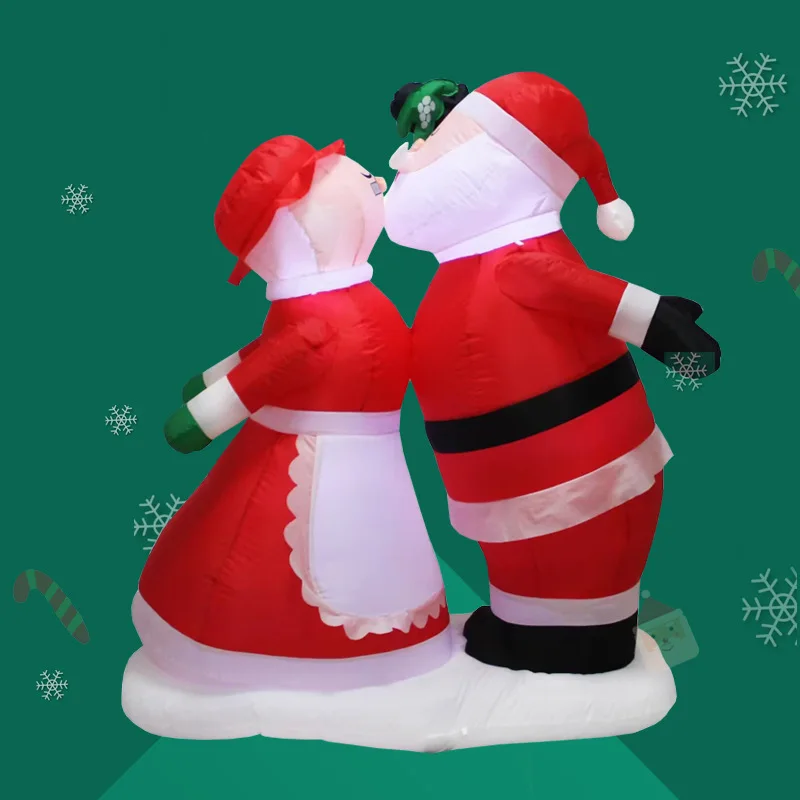 Christmas Inflatable Outdoor Santa Claus Couple with Lights Inflatable Xmas Indoors Decor for Home Yard New Year Navidad 2024