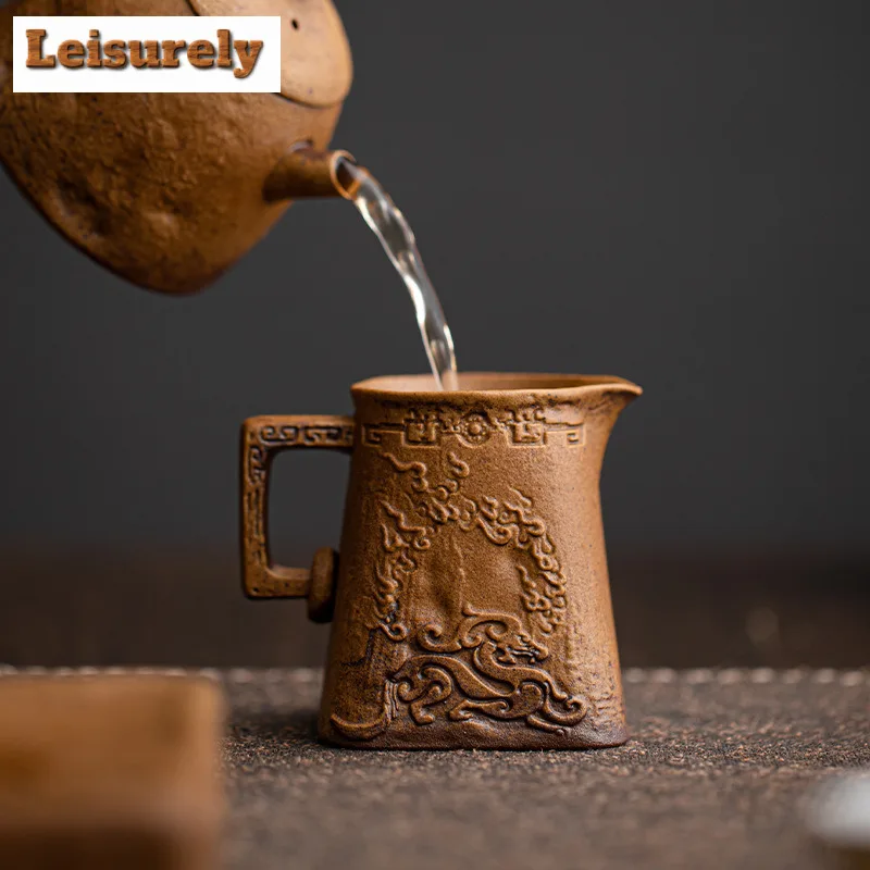110ML Handmade Sauce Glazed Fretwork Tea Pitcher Pour Tea Cha Hai Dispenser Justice Cup Fair Mug Chinese Tea Set Accessories